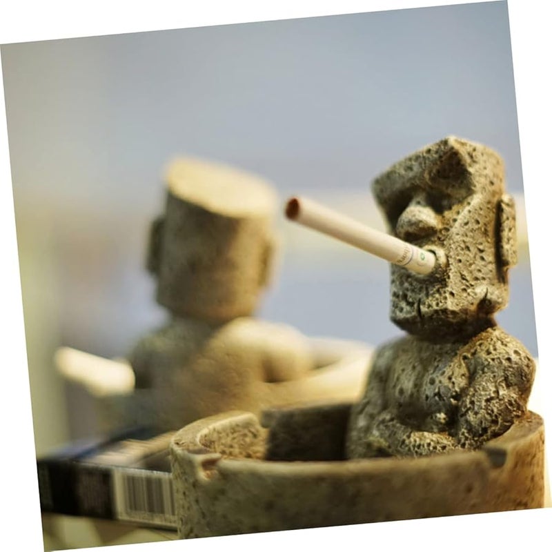 Cabilock Retro Moai Resin Ashtray For Bar Home Decor Living Room Ornament - Image 4